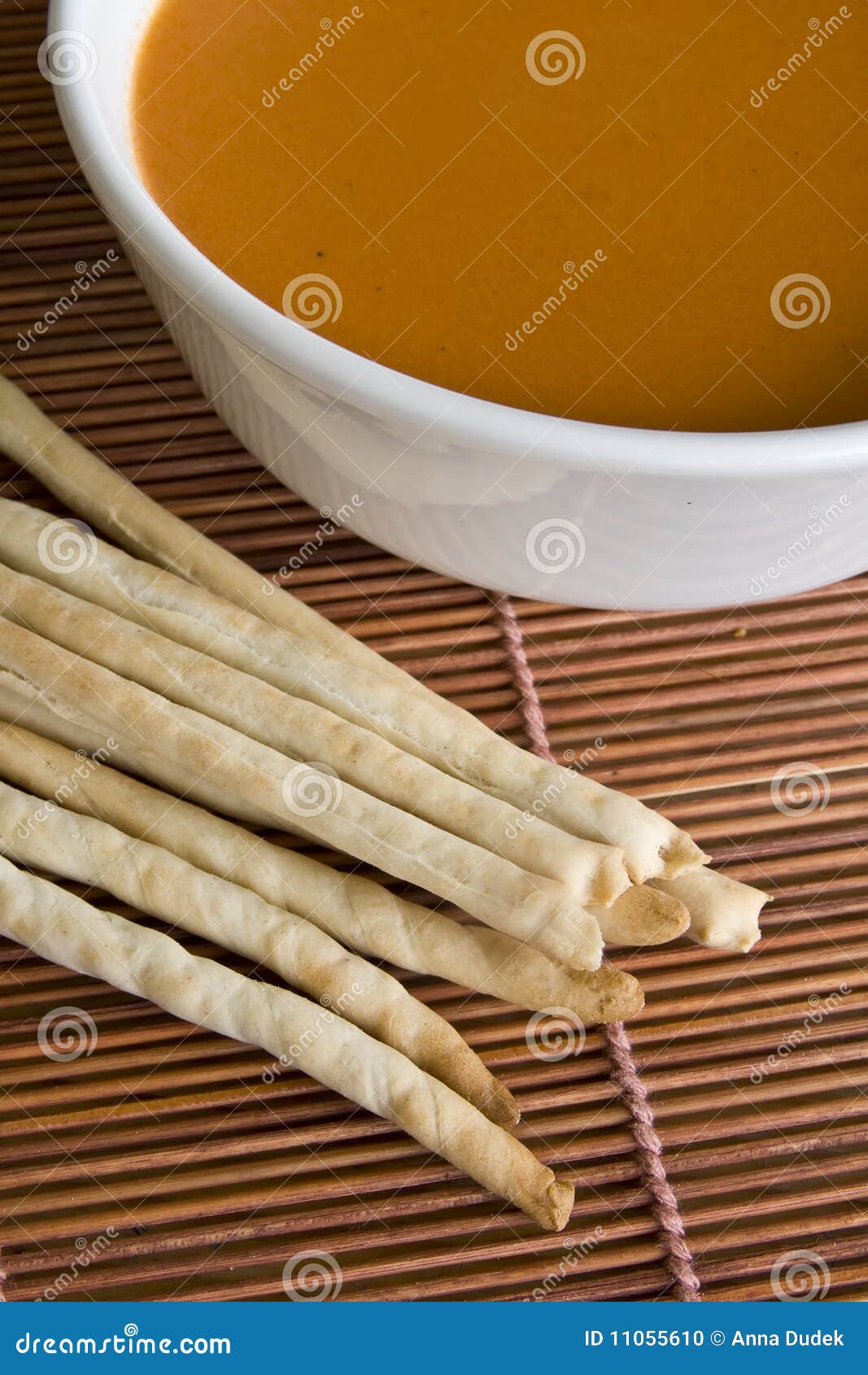 Bread Sticks and Tomato Soup Stock Photo Image of healthy, homemade 11055610