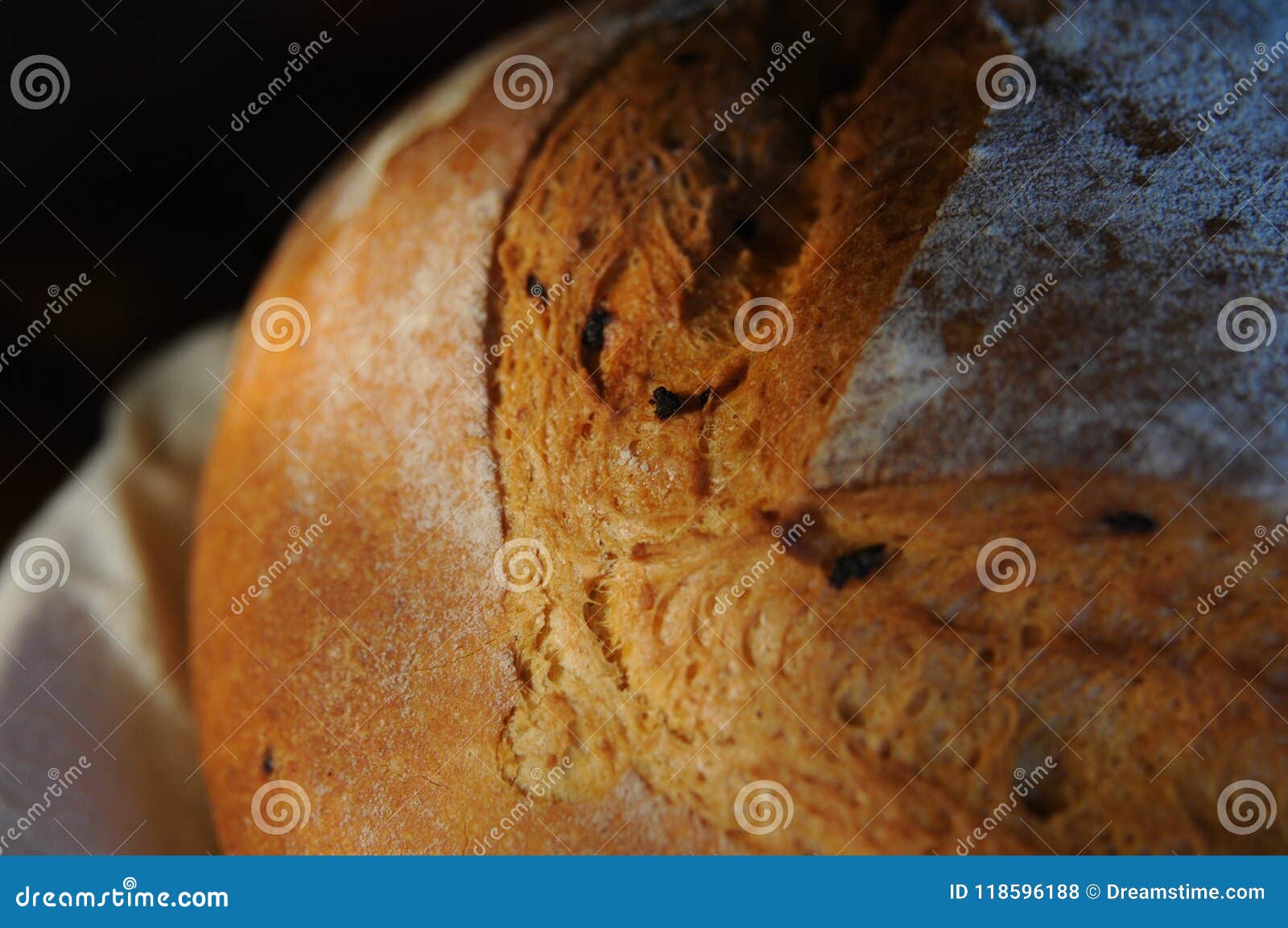 bread, on a store selling food on a market place