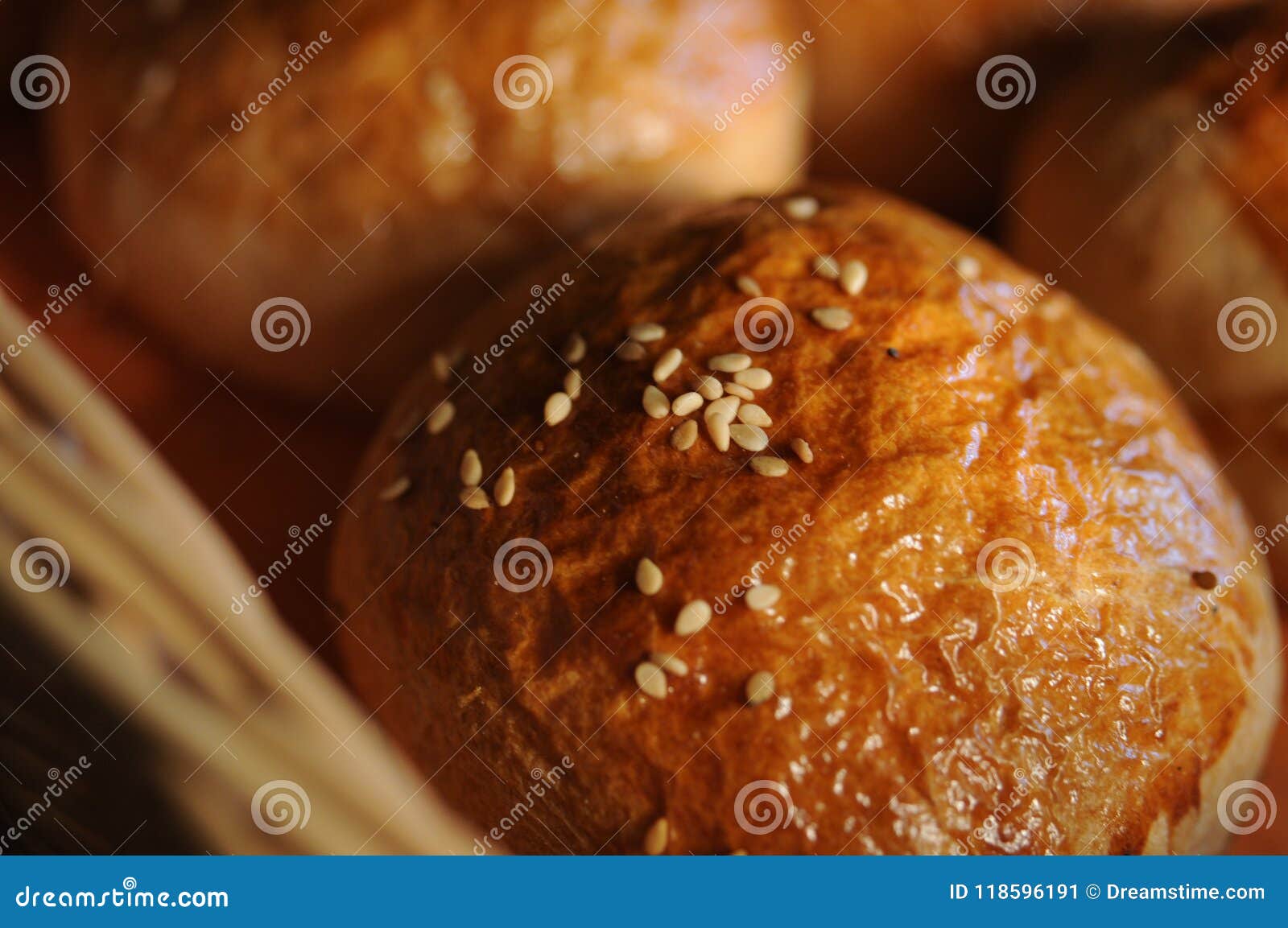 bread, on a store selling food on a market place