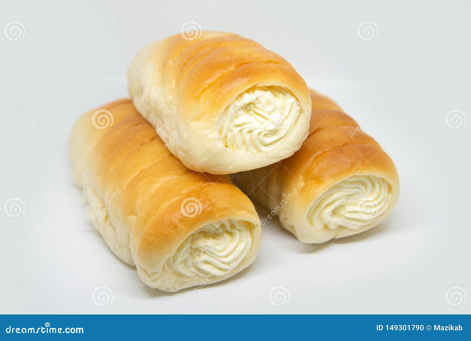 Bread stuffed milk cream stock photo. Image of creamy 149301790