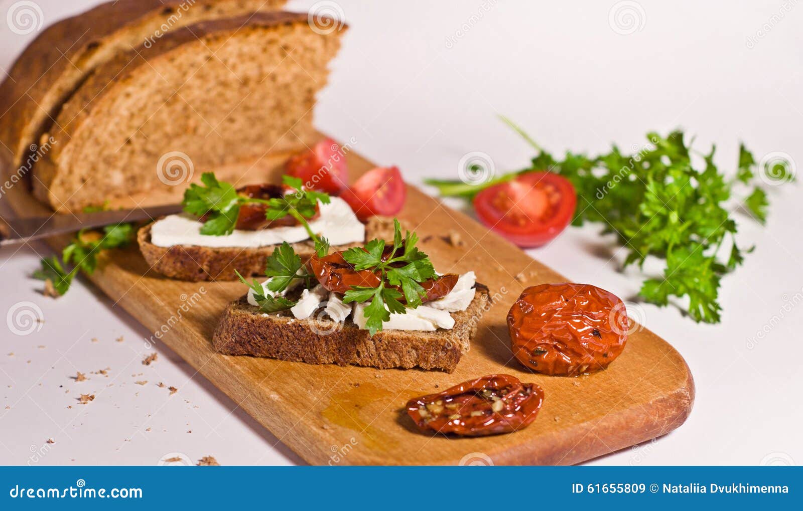 Bread with Sun Dried Tomatoes and Feta Stock Image Image of tasty