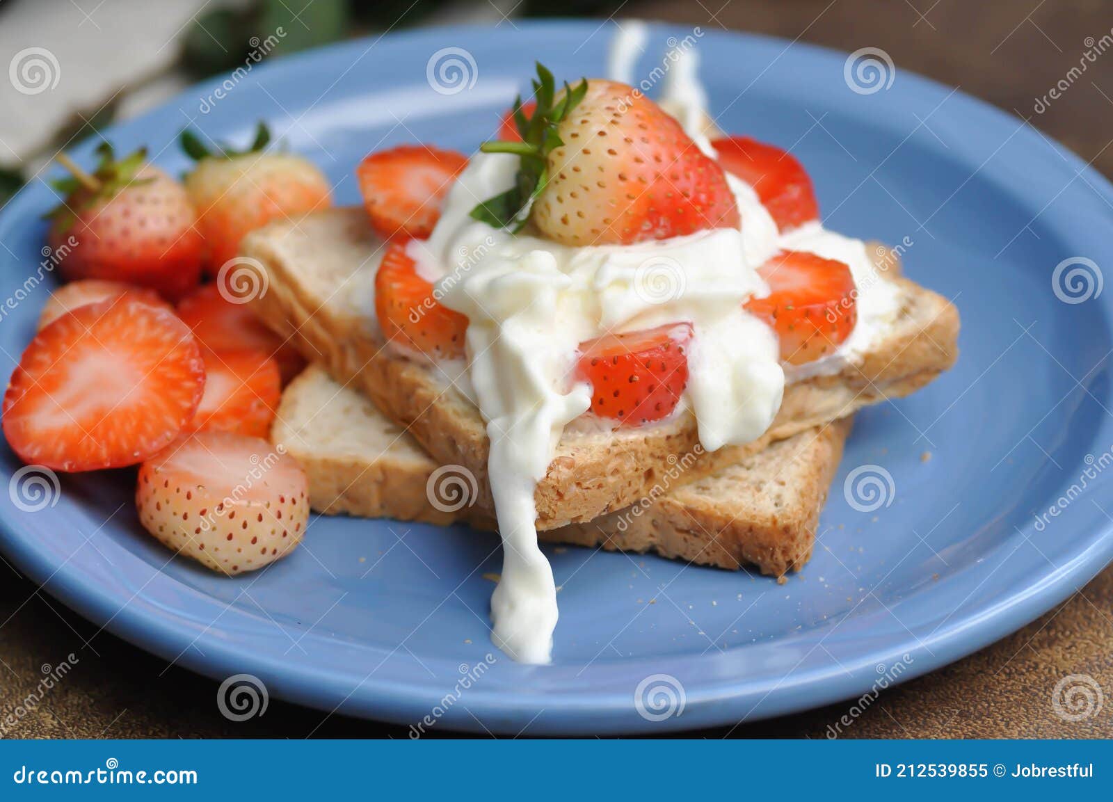 Bread, Toast with Whipped Cream and Strawberry Stock Image Image of cream, breakfast 212539855