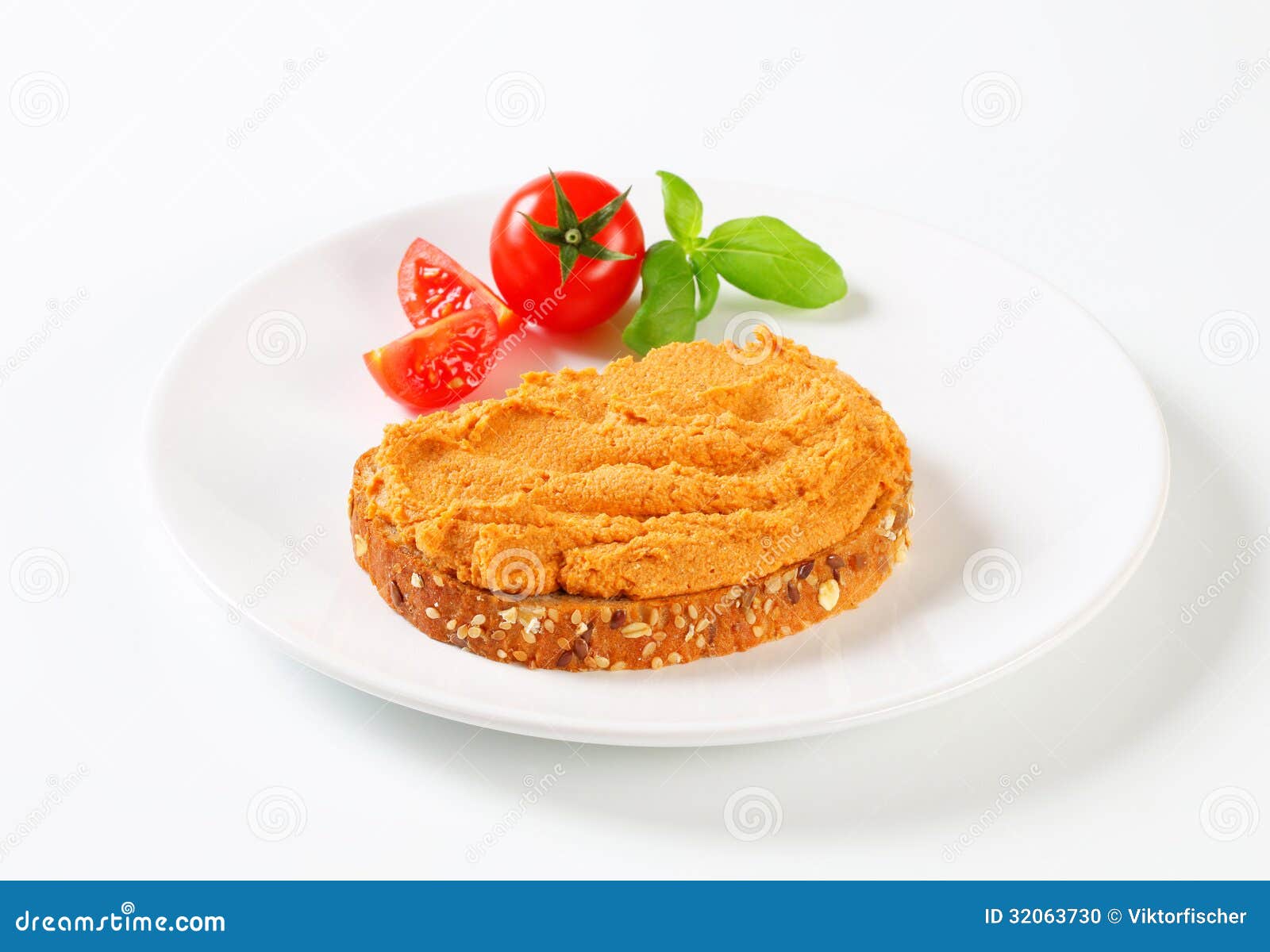 Bread with tomato spread stock photo. Image of spread 32063730