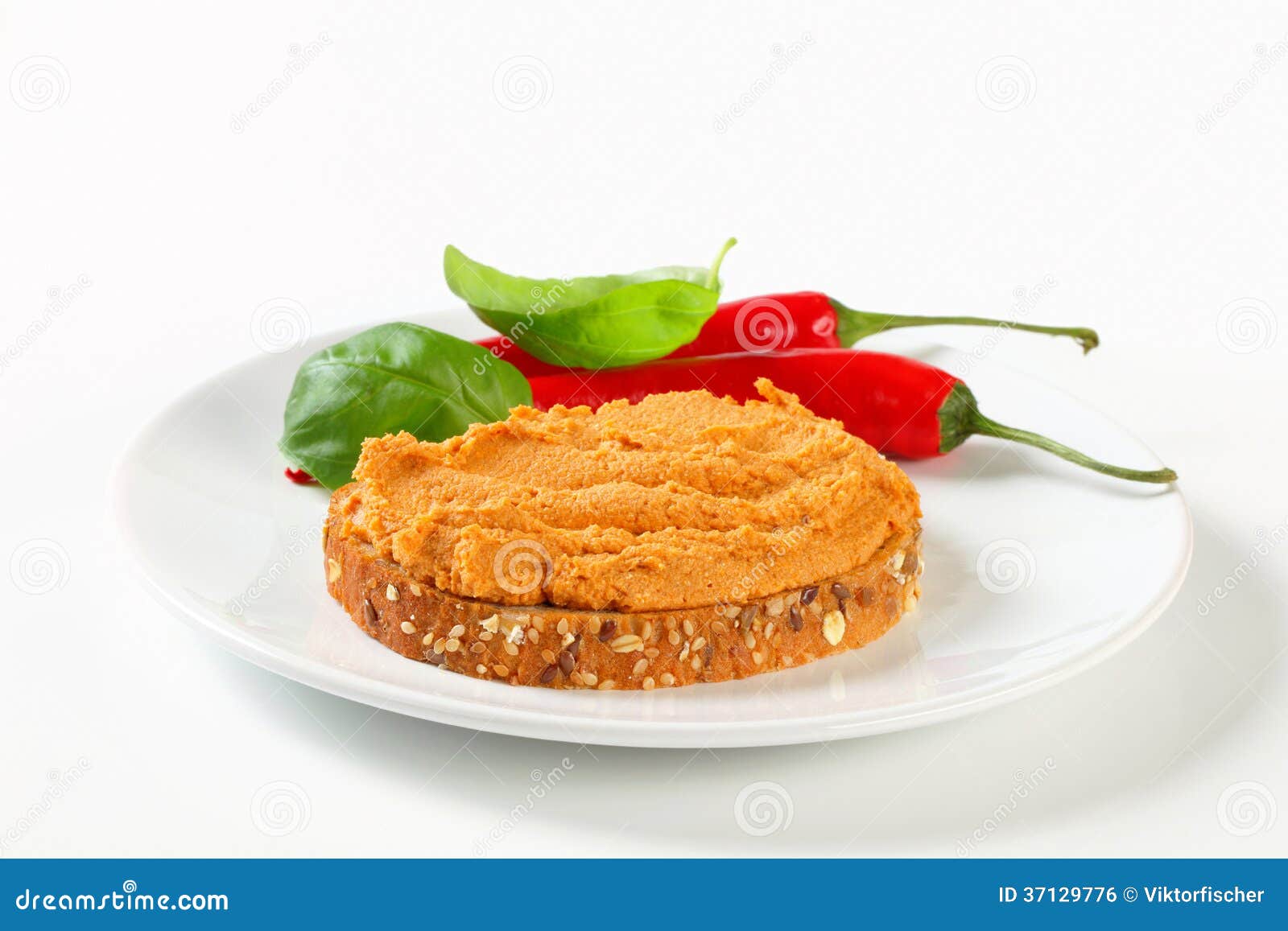 Bread with Vegetable Spread Stock Photo Image of roasted, chickpea