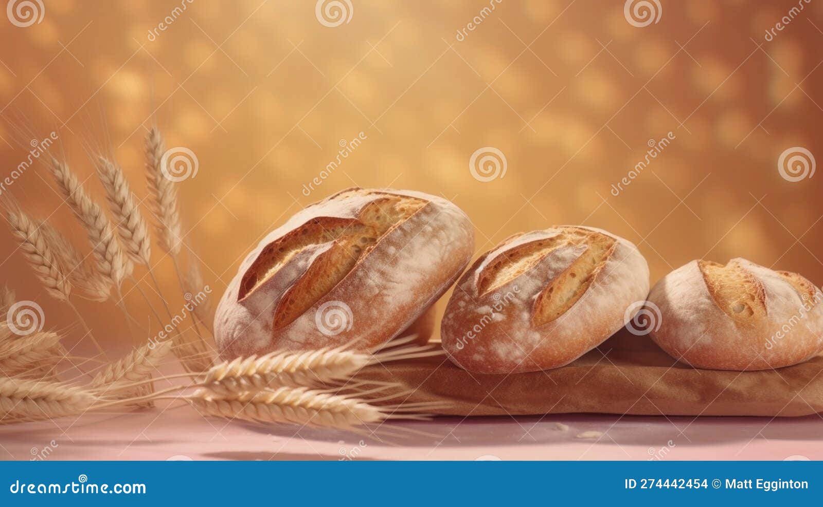 Bread with wheat sheaves stock photo. Image of food 274442454
