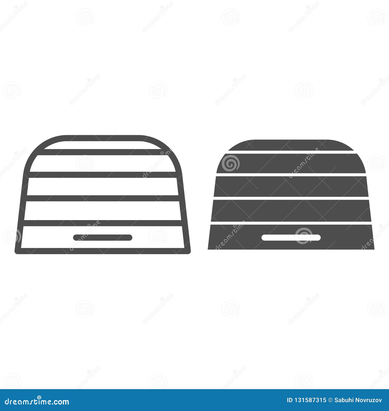 breadbasket line and glyph icon. bread-plate    on white. breadbin outline style 