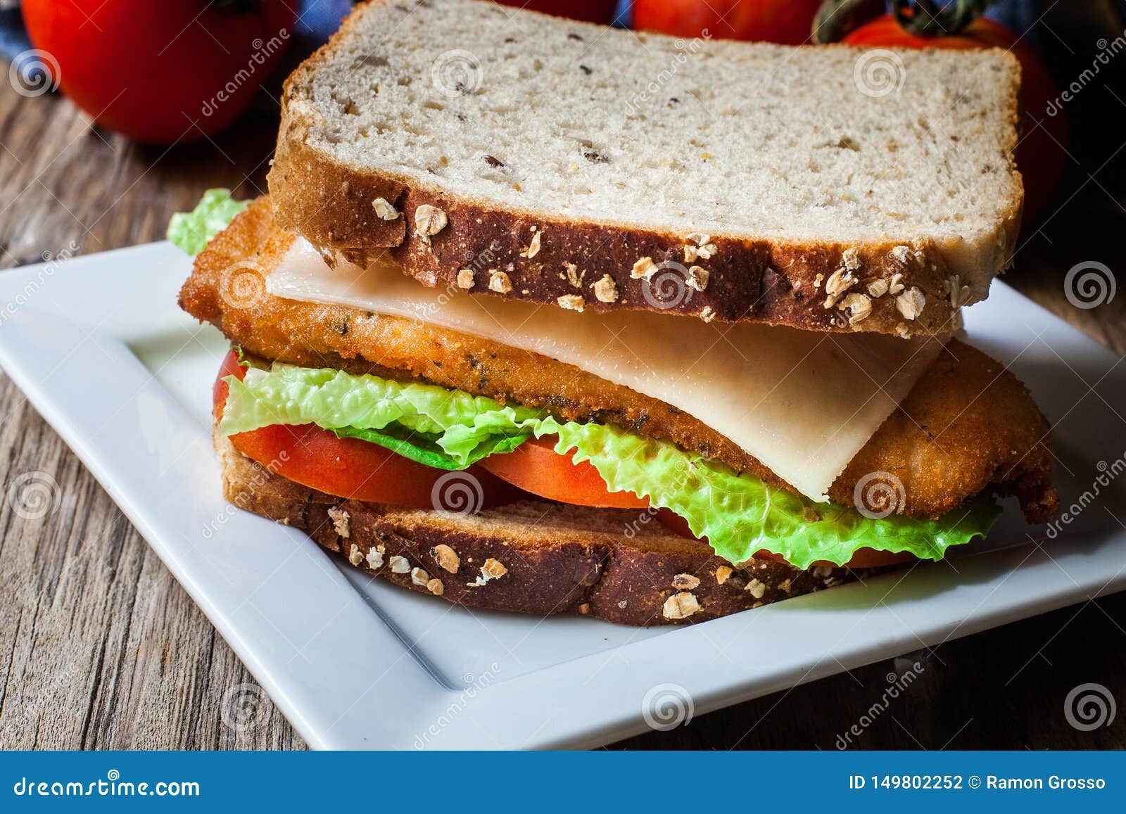 Breaded chicken sandwich stock photo. Image of snack 149802252