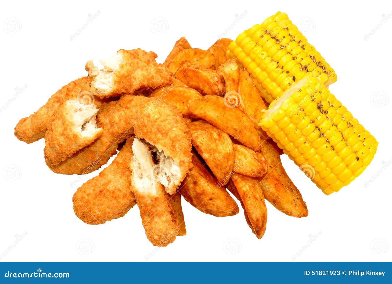 Breaded Chicken Strips and Wedges Stock Image Image of bread, potato 51821923