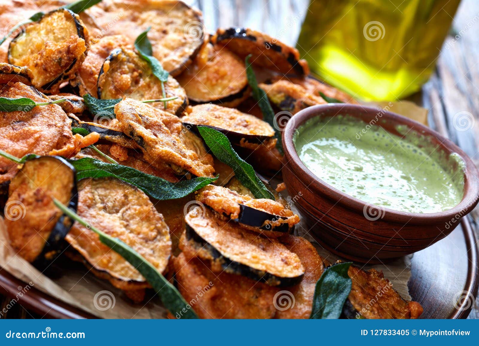 Breaded Deep Fried Eggplant, Top View Stock Image Image of garlic