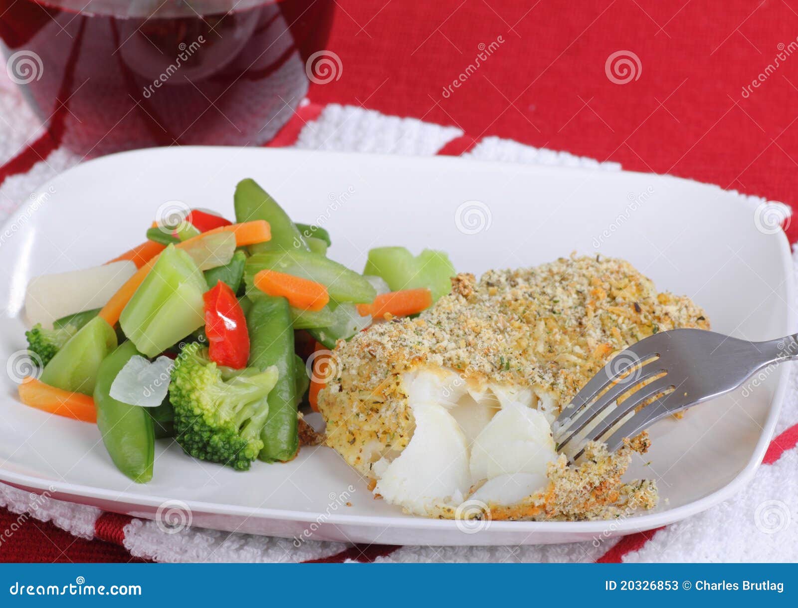 Breaded Fish Fillet Dinner stock image. Image of vegetable 20326853