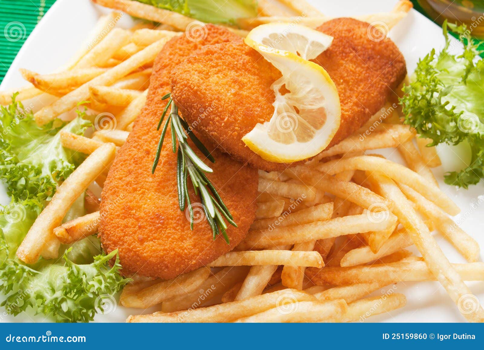 Breaded Fish Steaks with French Fries Stock Photo Image of fish