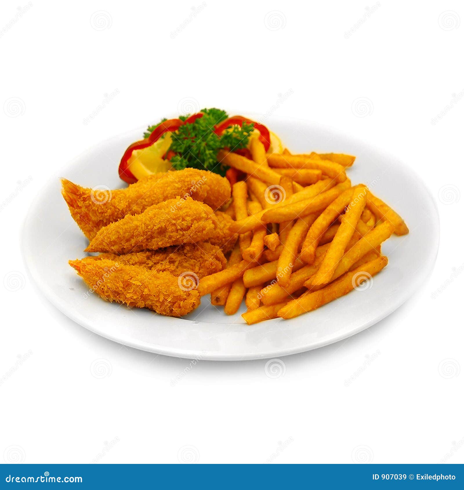 Breaded Shrimp and Chips stock image. Image of fries, fish 907039