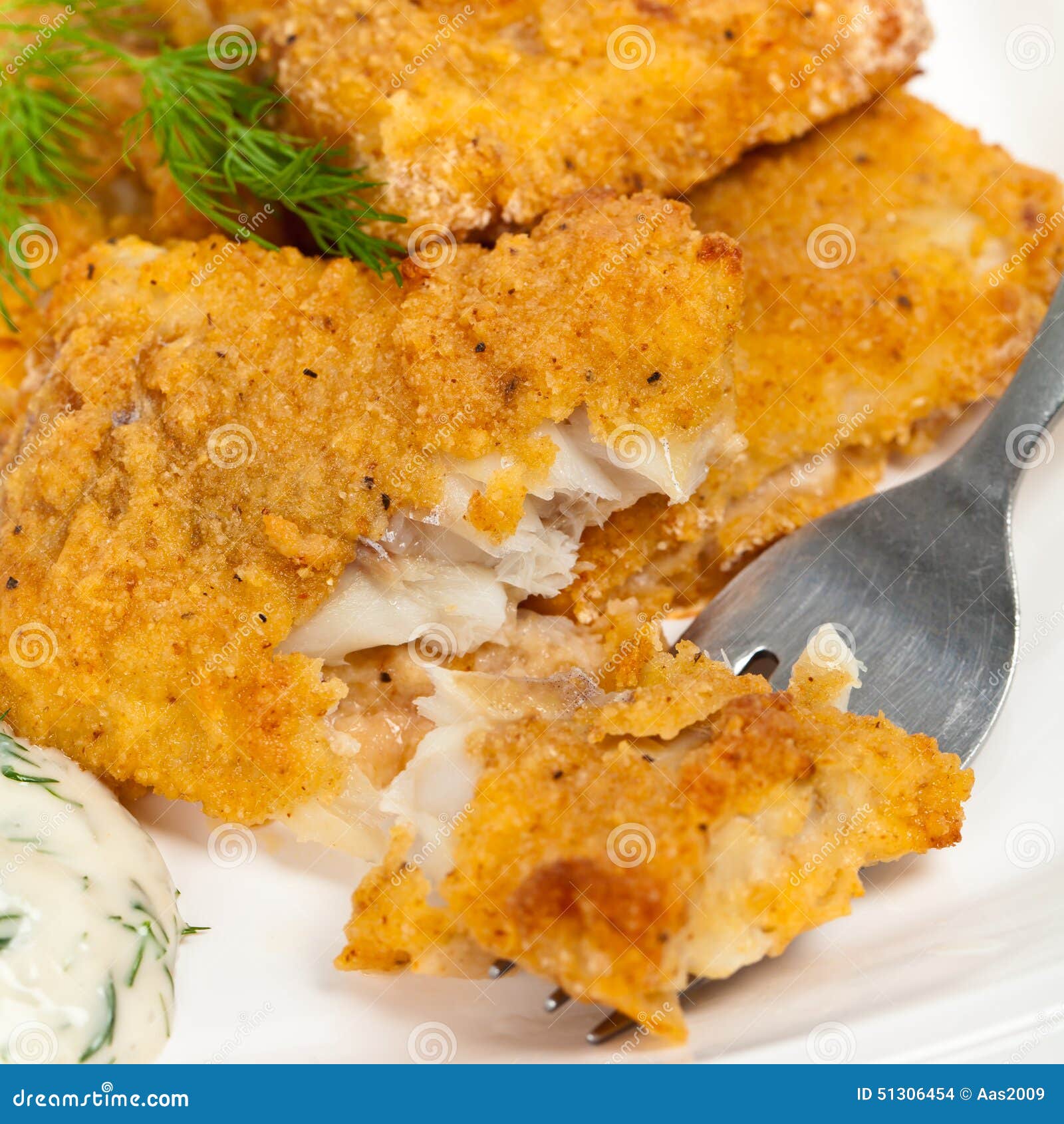 Breaded White Fish Fillets stock photo. Image of catfish 51306454
