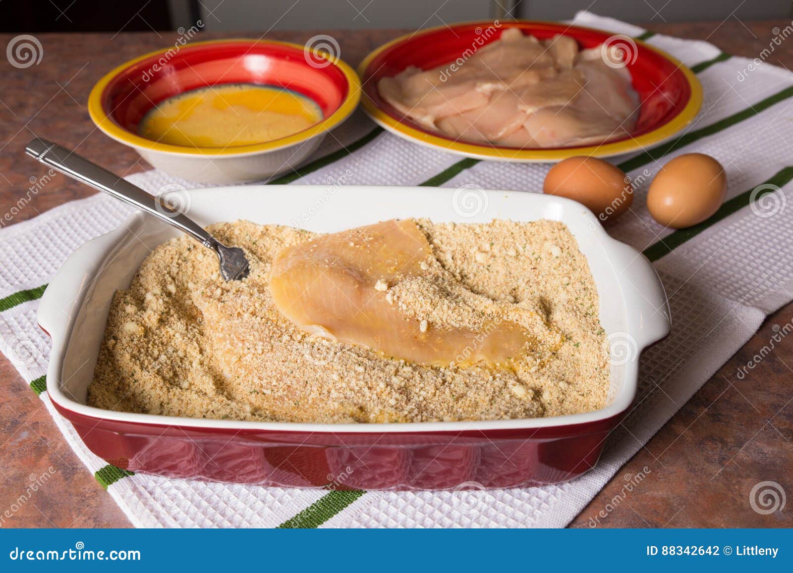 Breading Chicken Cutlets stock photo. Image of white 88342642