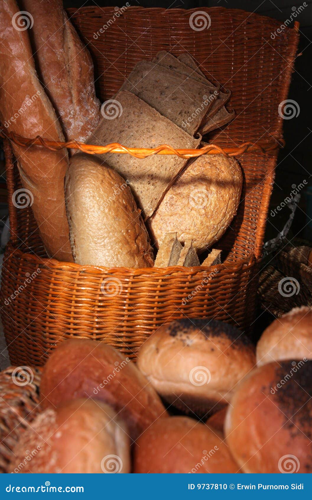 Breads in basket stock photo. Image of pastry, bread, hard 9737810