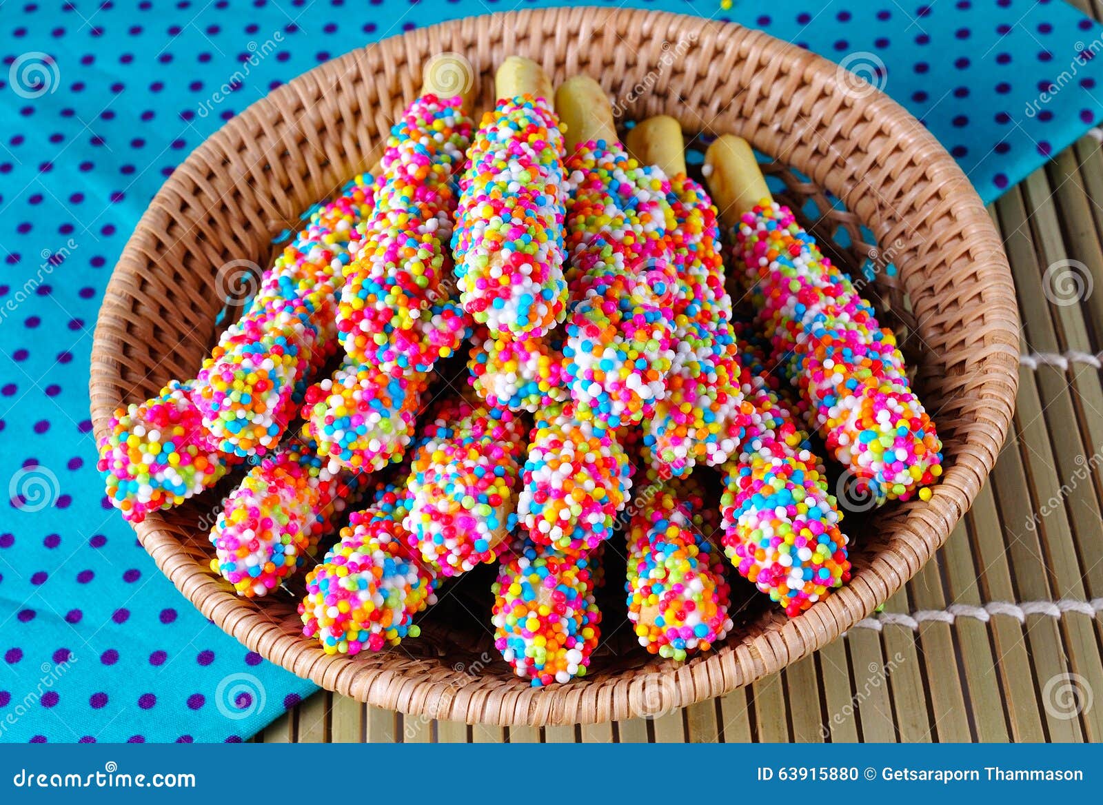 Breadsticks in Chocolate on the Background. Stock Photo Image of