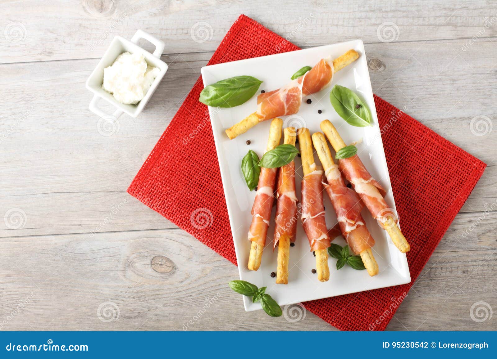 Breadsticks with Raw Ham and Cheese Stock Photo Image of italian