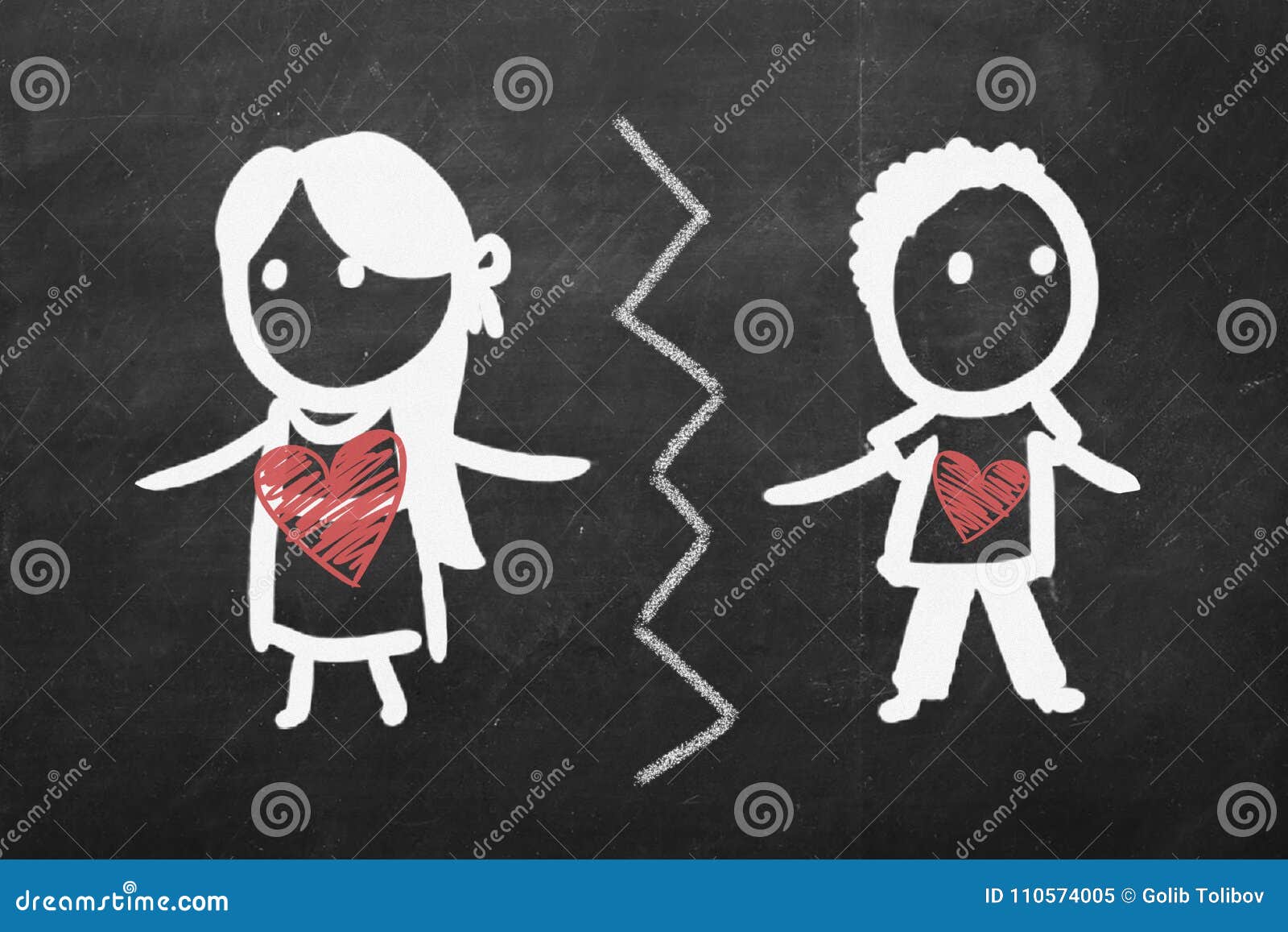 Break Up Concept. a Girl and a Boy Sketch Drawn on Chalkboard ...