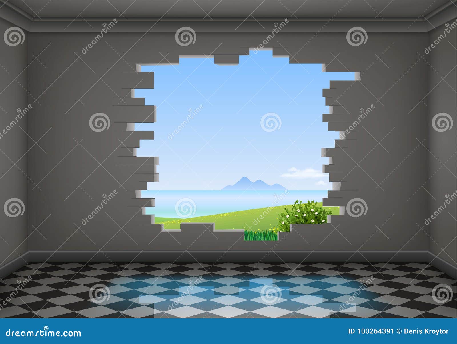 Break In The Wall Of The Room Stock Vector Illustration Of