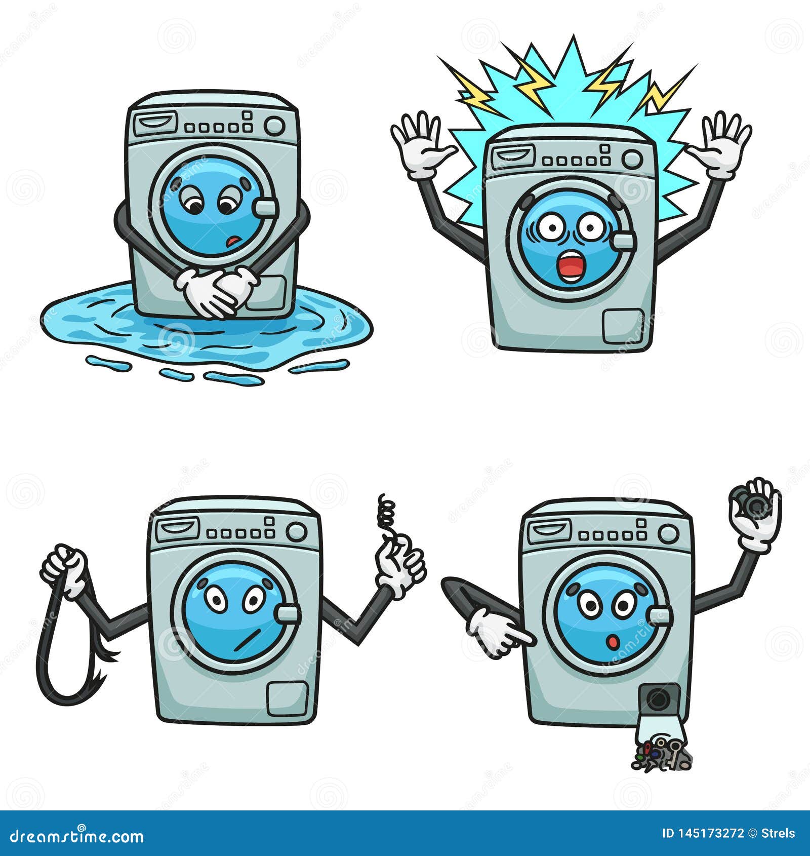 Breakage of the Washing Machine in the Form of a Cartoon. Stock Vector - Illustration of clog, electric: 145173272 Breakage of the Washing Machine in the Form of a Cartoon. Stock Vector - Illustration of clog, electric: 145173272