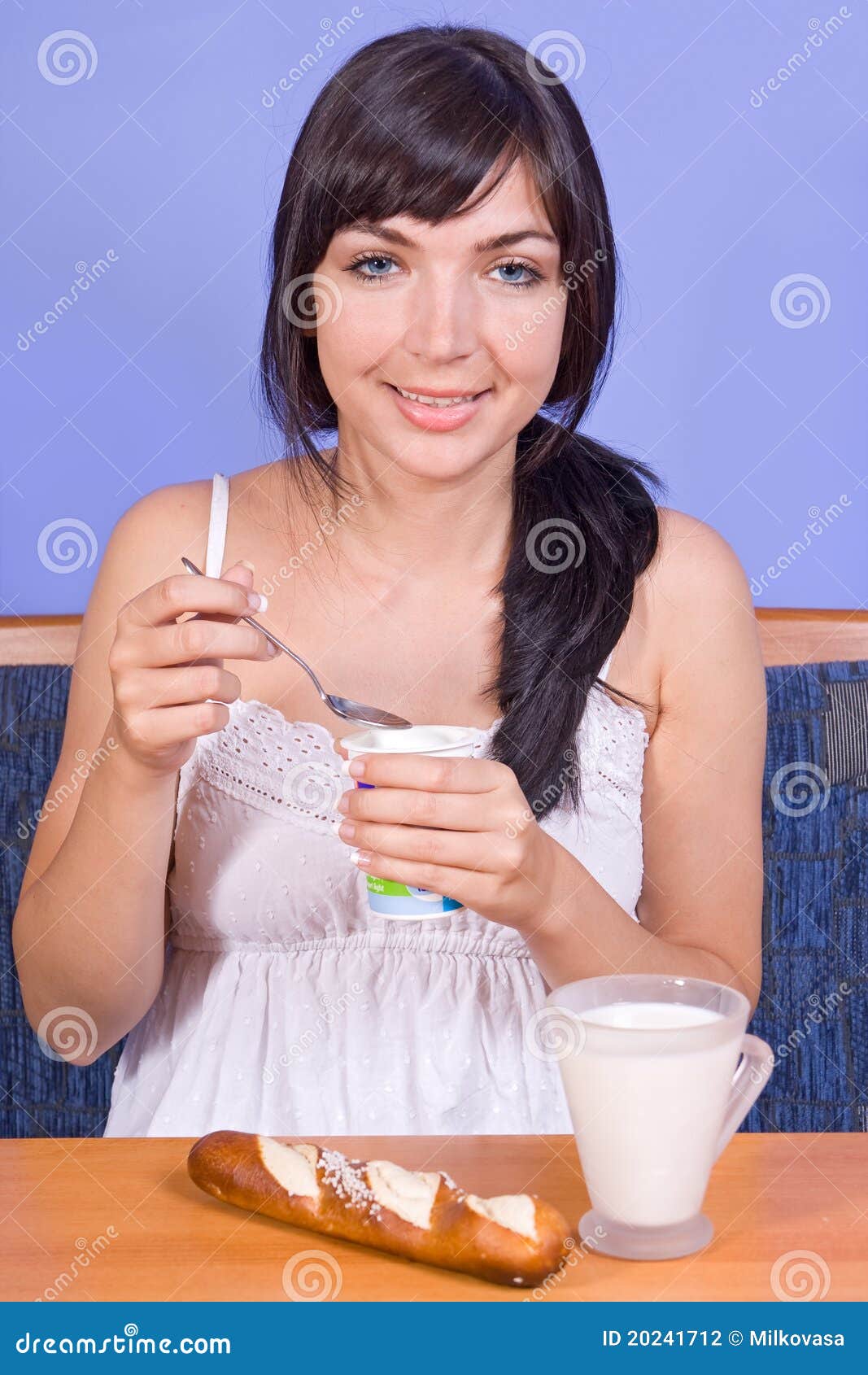 Breakfast stock photo. Image of blue, eating, cream, girl - 20241712