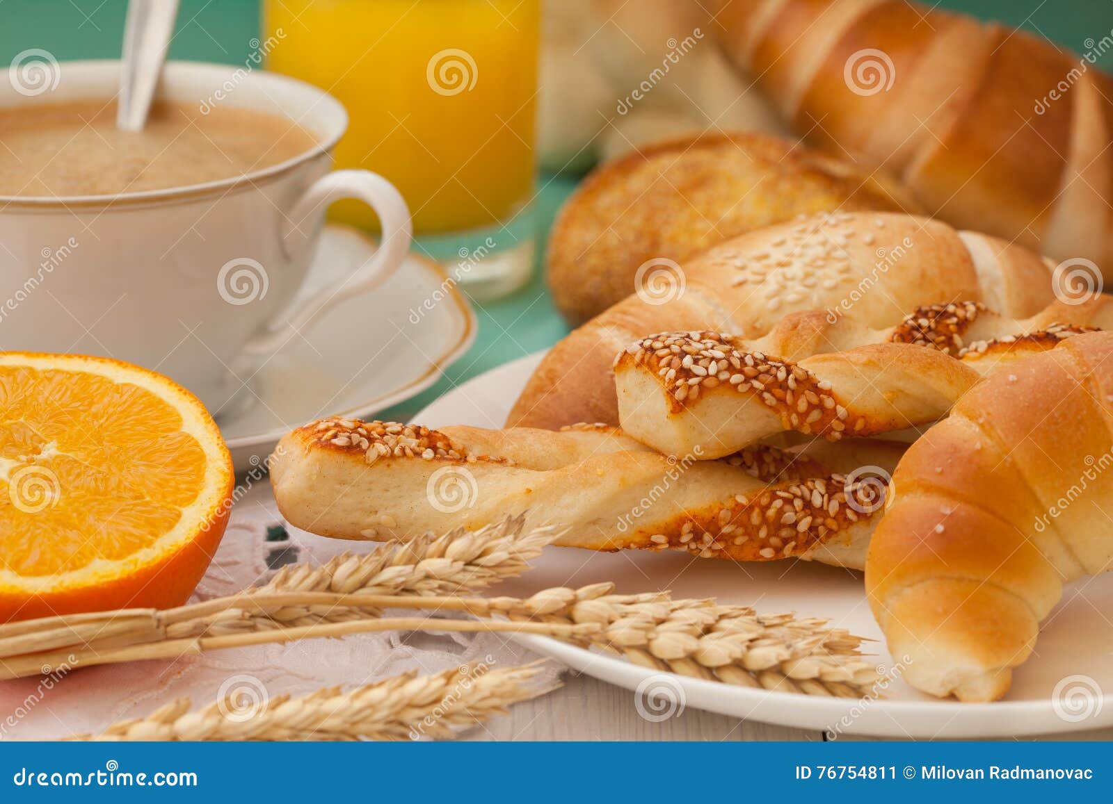 Breakfast with Assortment of Pastries Stock Image Image of golden
