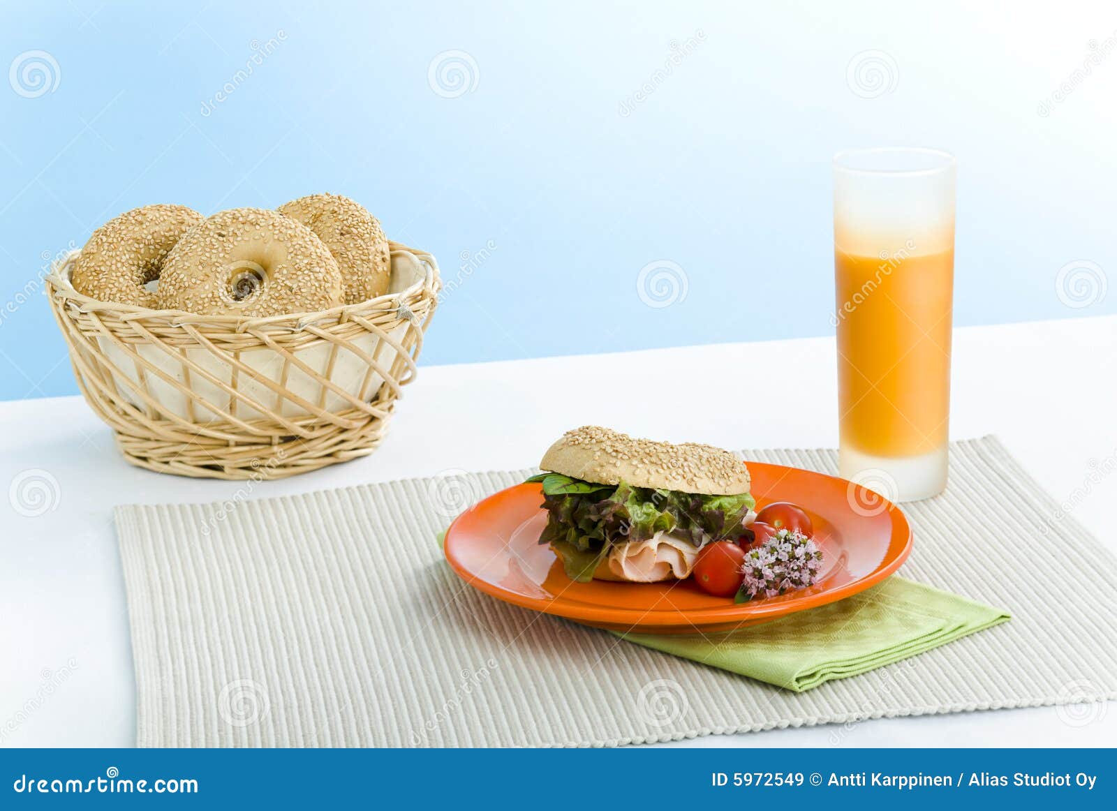 Breakfast bagel stock image. Image of blue, grain, healthy 5972549