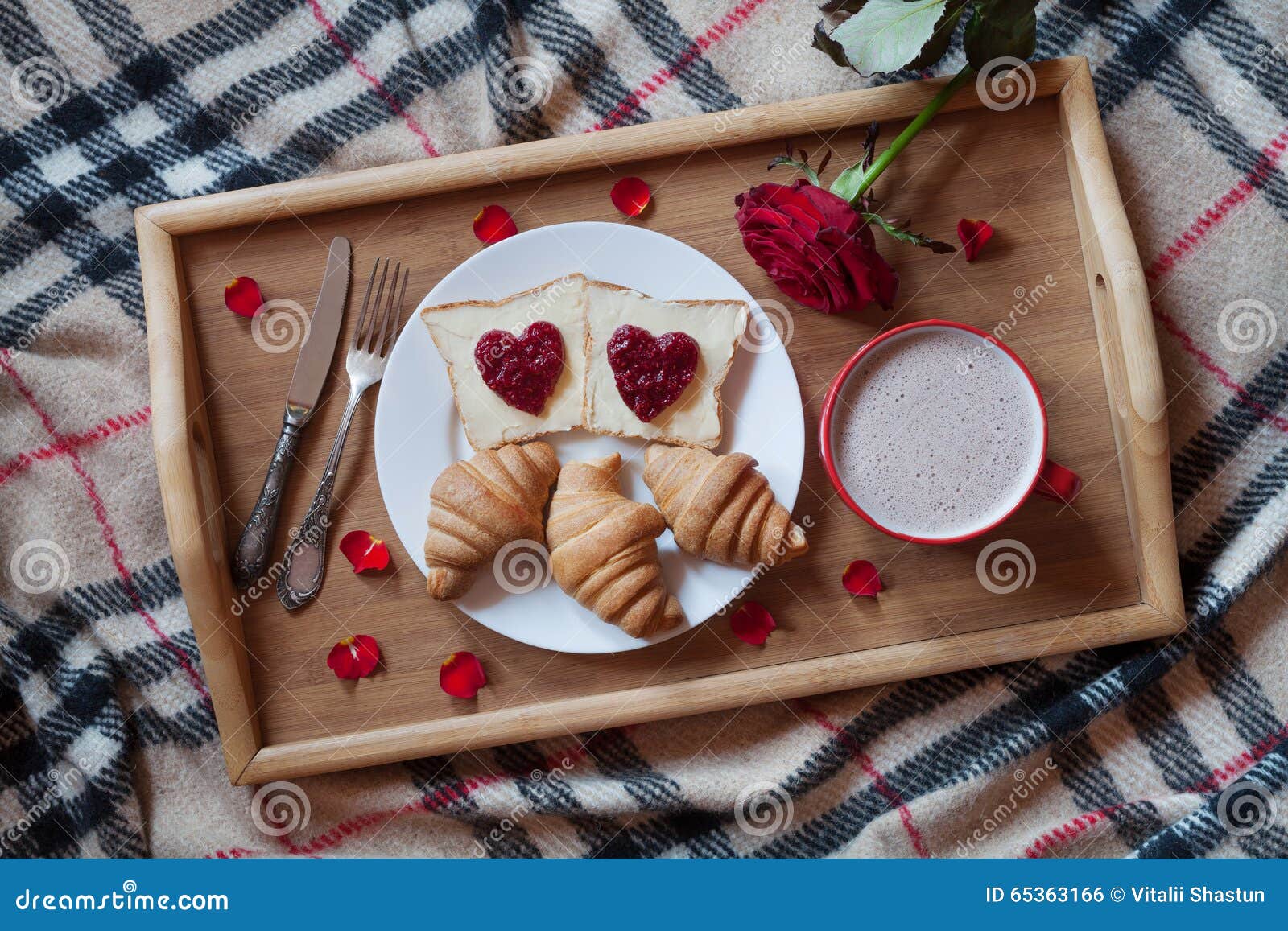 Breakfast in Bed Romantic Surprise, Toasts with Stock Photo - Image of ...