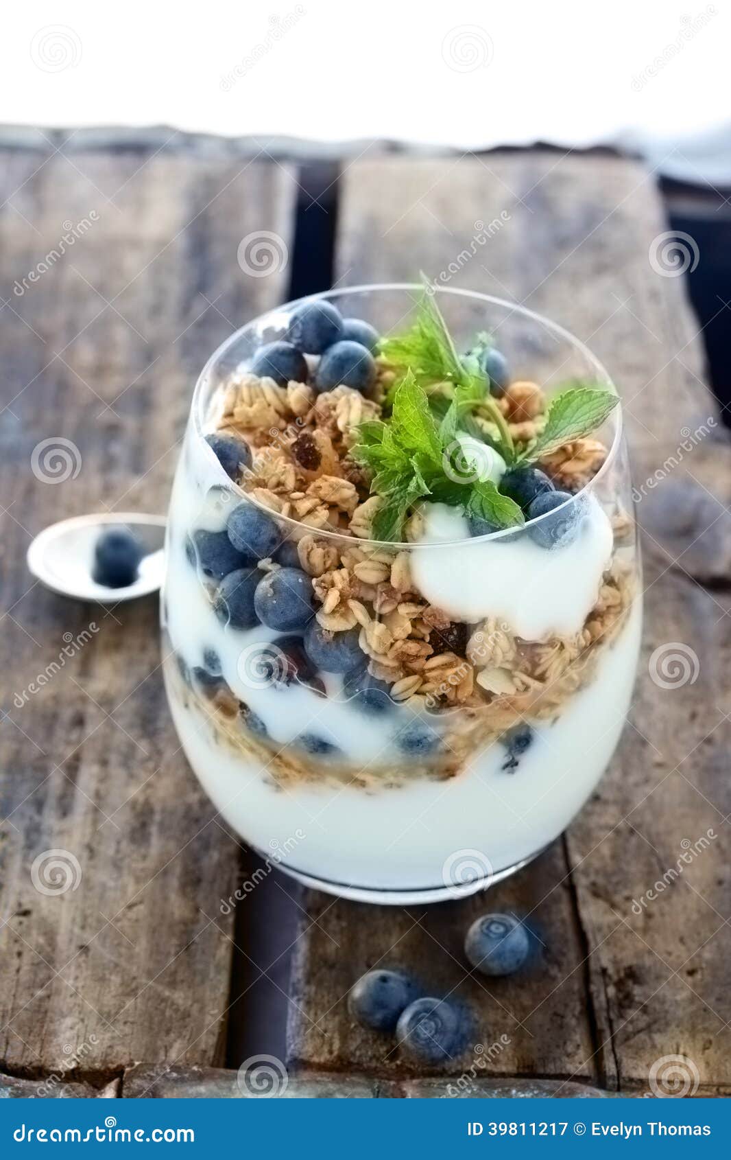 Breakfast Blueberries and Yoghurt Stock Image Image of meal, mint