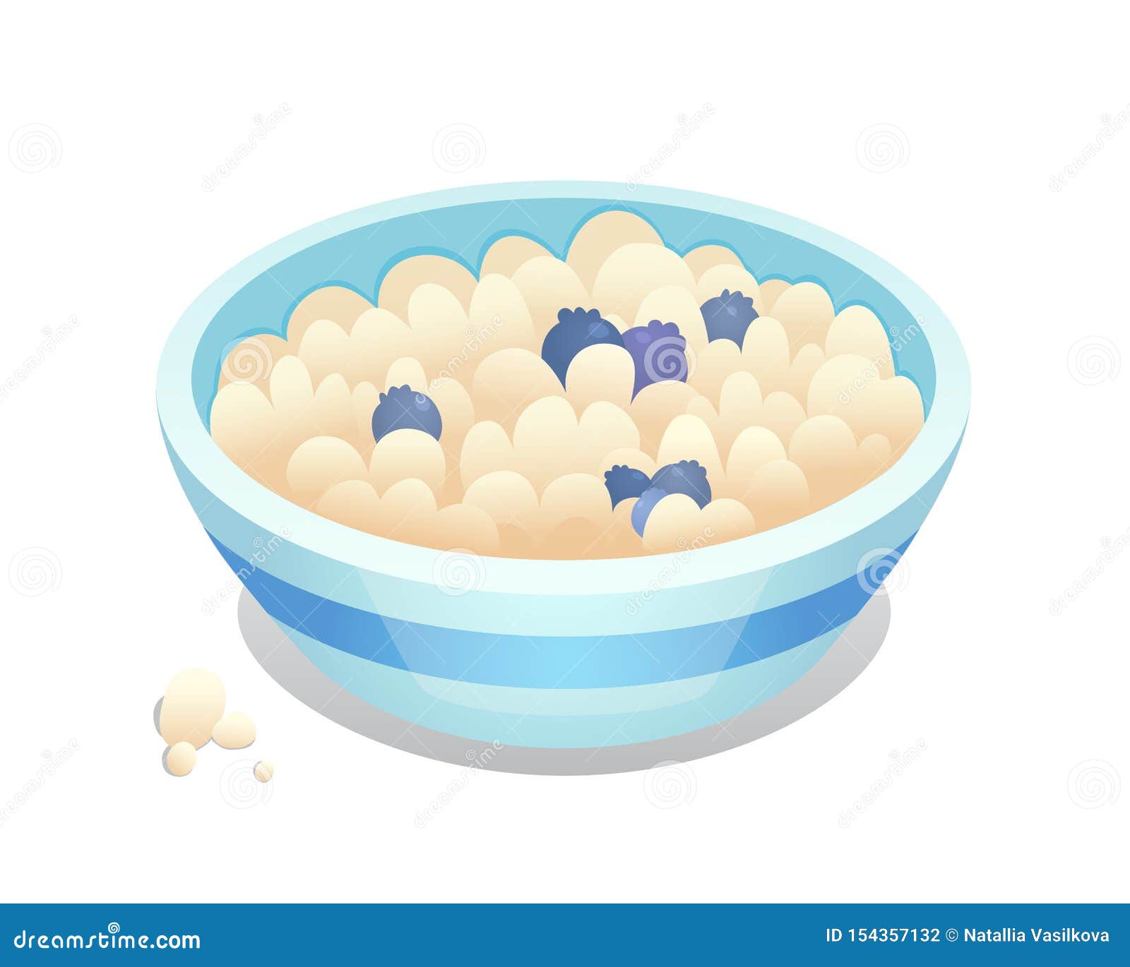 Breakfast Bowl with Berries. Oatmeal, Cereal and Blubbery Stock Vector ...