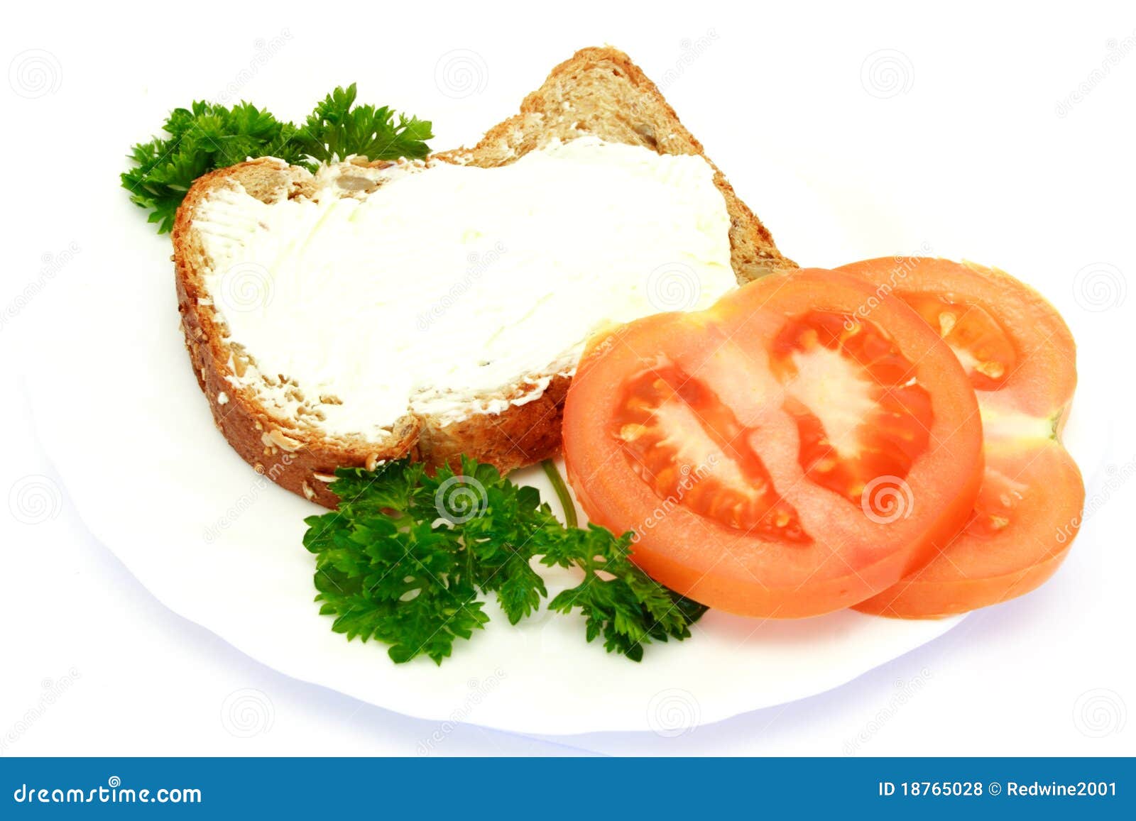 Breakfast with Bread, Tomatoes and Parsley Stock Photo Image of