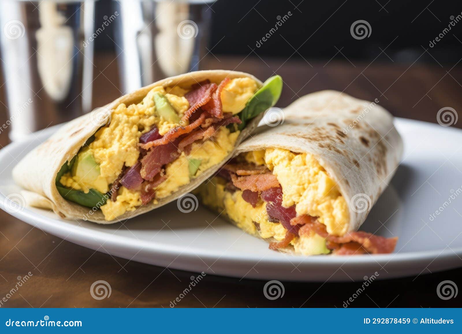 Breakfast Burrito Filled with Scrambled Eggs and Bacon Stock Image Image of mexican, brunch