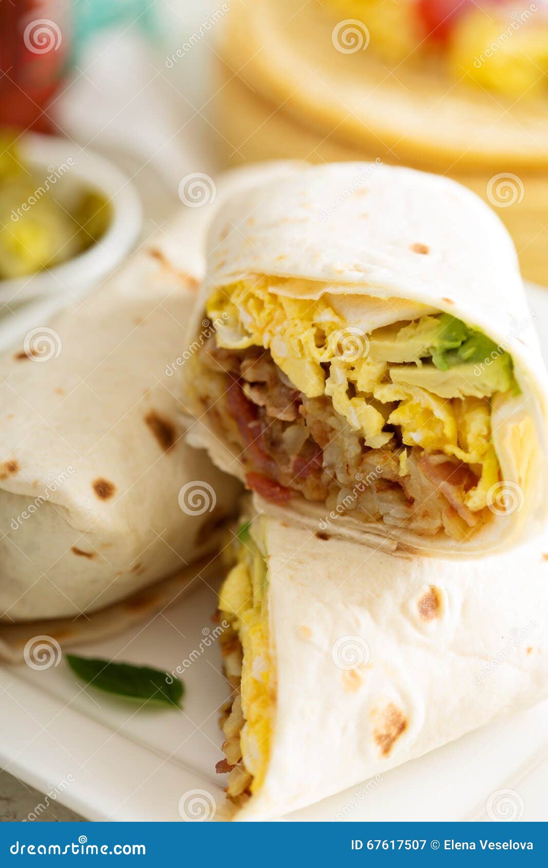 Breakfast Burritos with Eggs and Potatoes Stock Image Image of