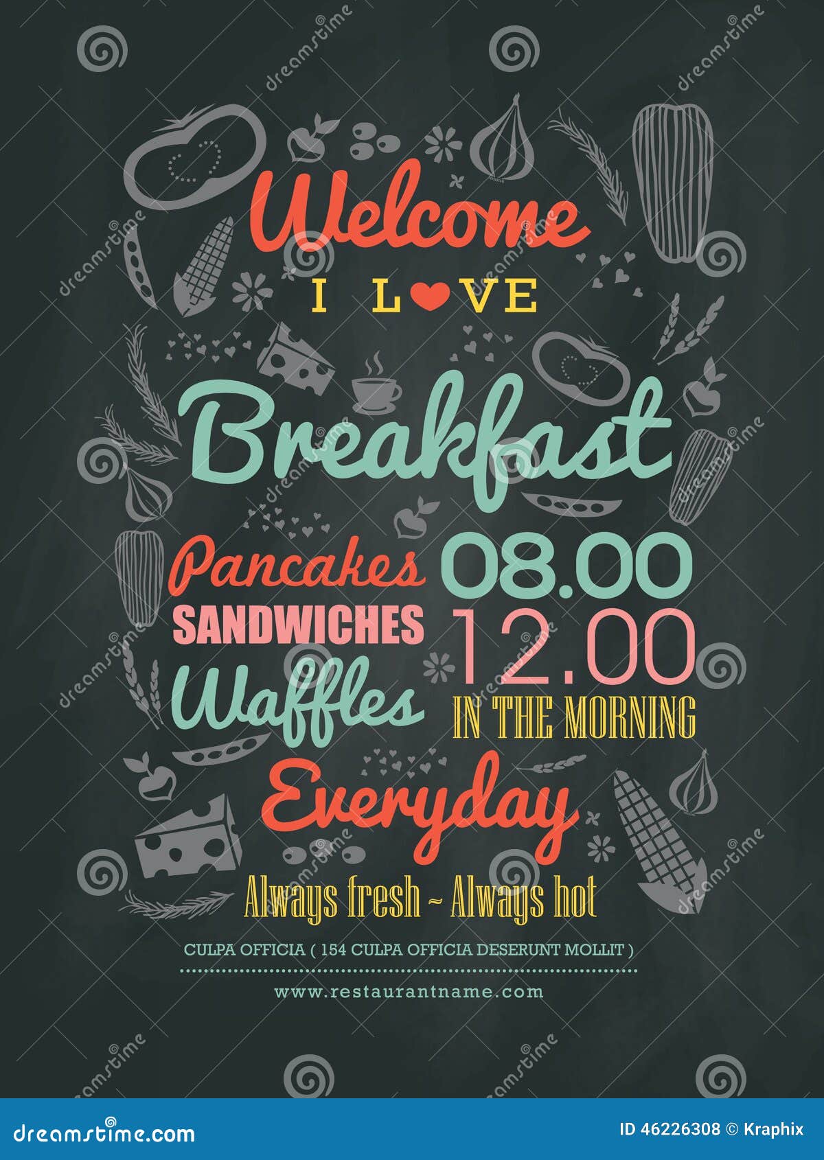 breakfast cafe menu design typography chalk board vector illustration 46226308