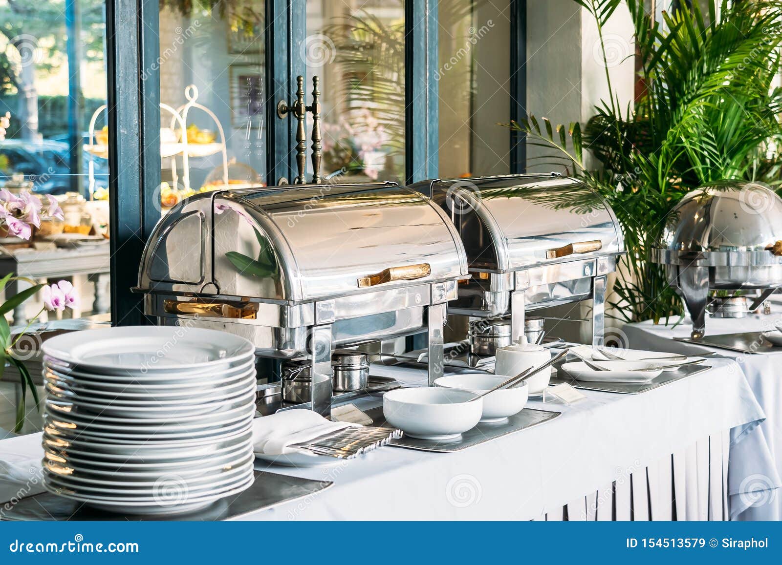 Breakfast with Catering Buffet in Restaurant Stock Image Image of