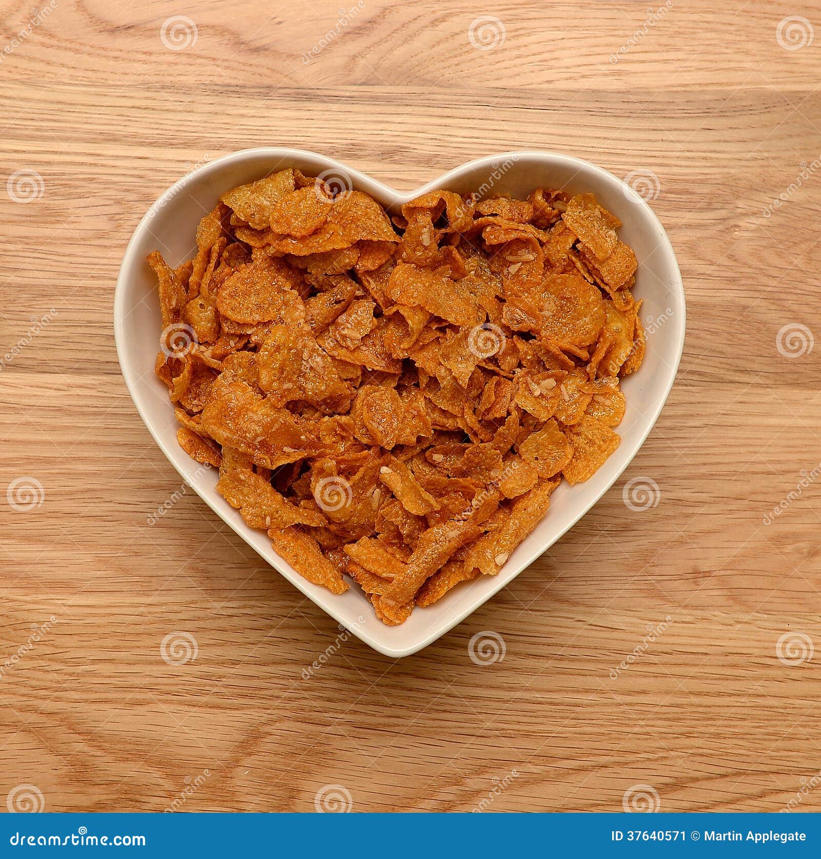 Breakfast Cereal in Heart Shaped Bowl Stock Image Image of filled