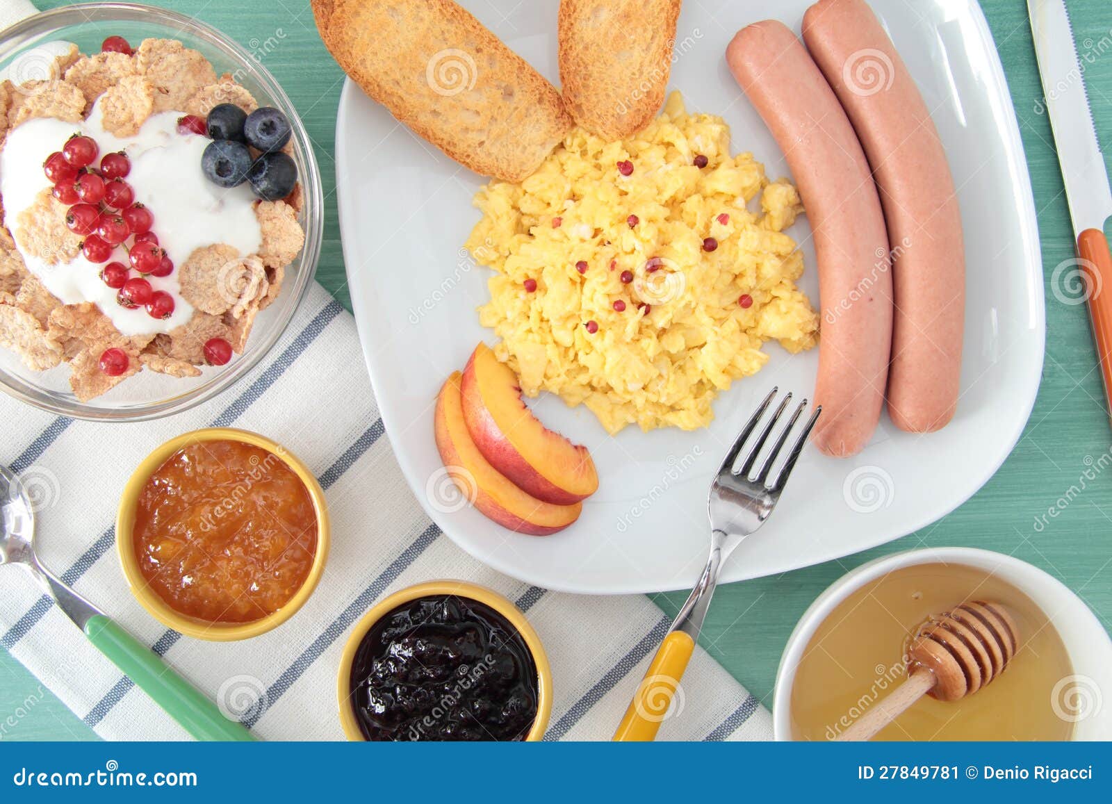 Breakfast Cereals Jams Honey with Egg Stock Image Image of eggs, kitchen 27849781