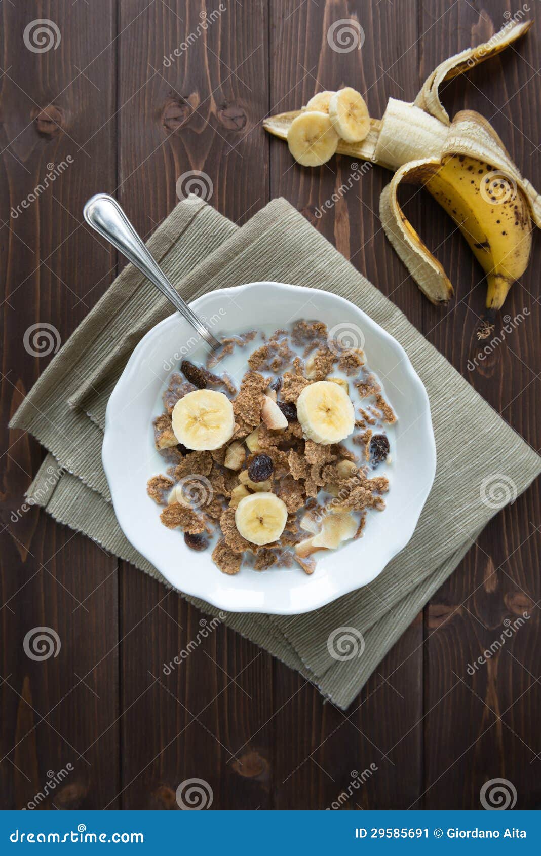 Breakfast Cereals with Milk and Banana Stock Image Image of bowl, corn 29585691