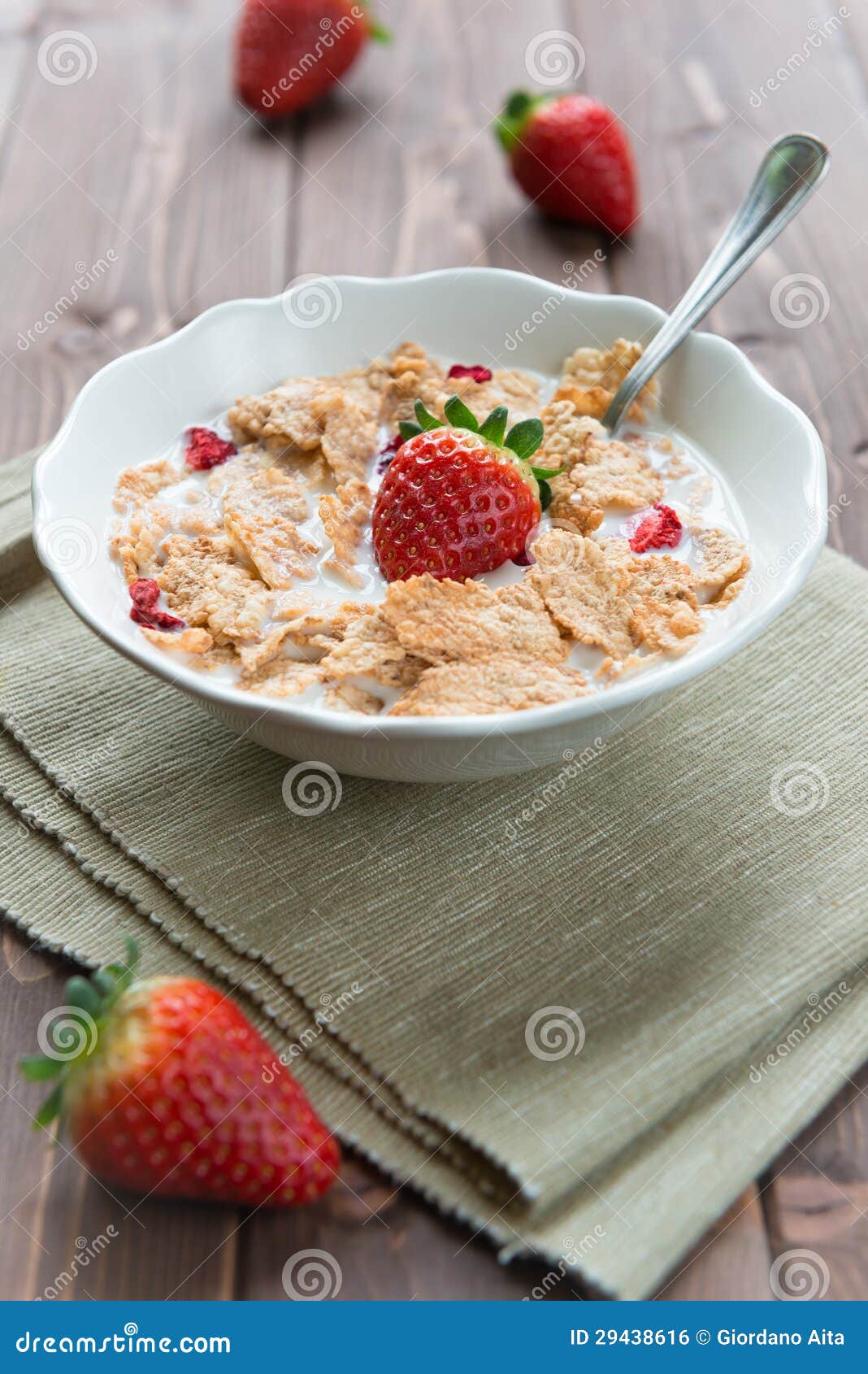 Breakfast Cereals with Milk and Strawberries Stock Photo Image of