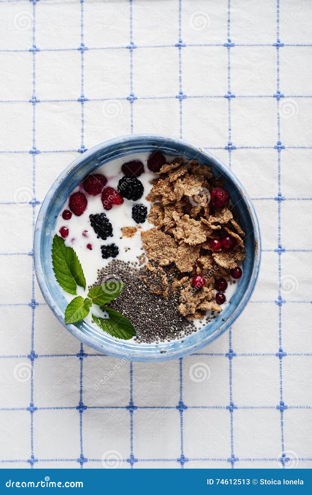 Breakfast with Chia Seeds, Berries and Cereal Stock Image Image of