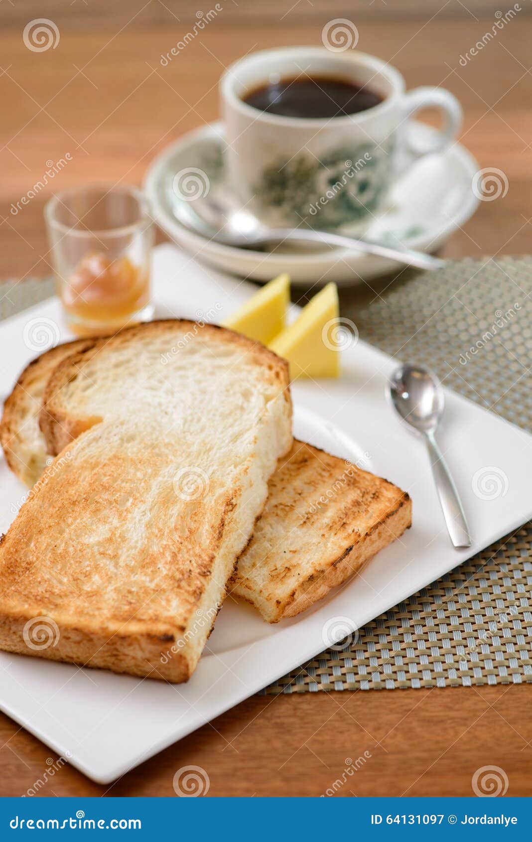 Breakfast with Coffee, Toast Bread and Halfboiled Egg Stock Image