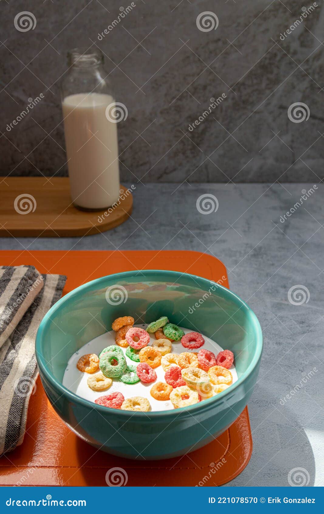 Breakfast with Colored Cereal Served in a Bowl Stock Photo Image of