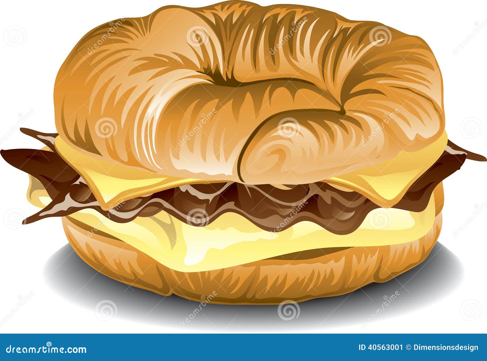 Breakfast Croissant Sandwich Cartoon Vector 40563001