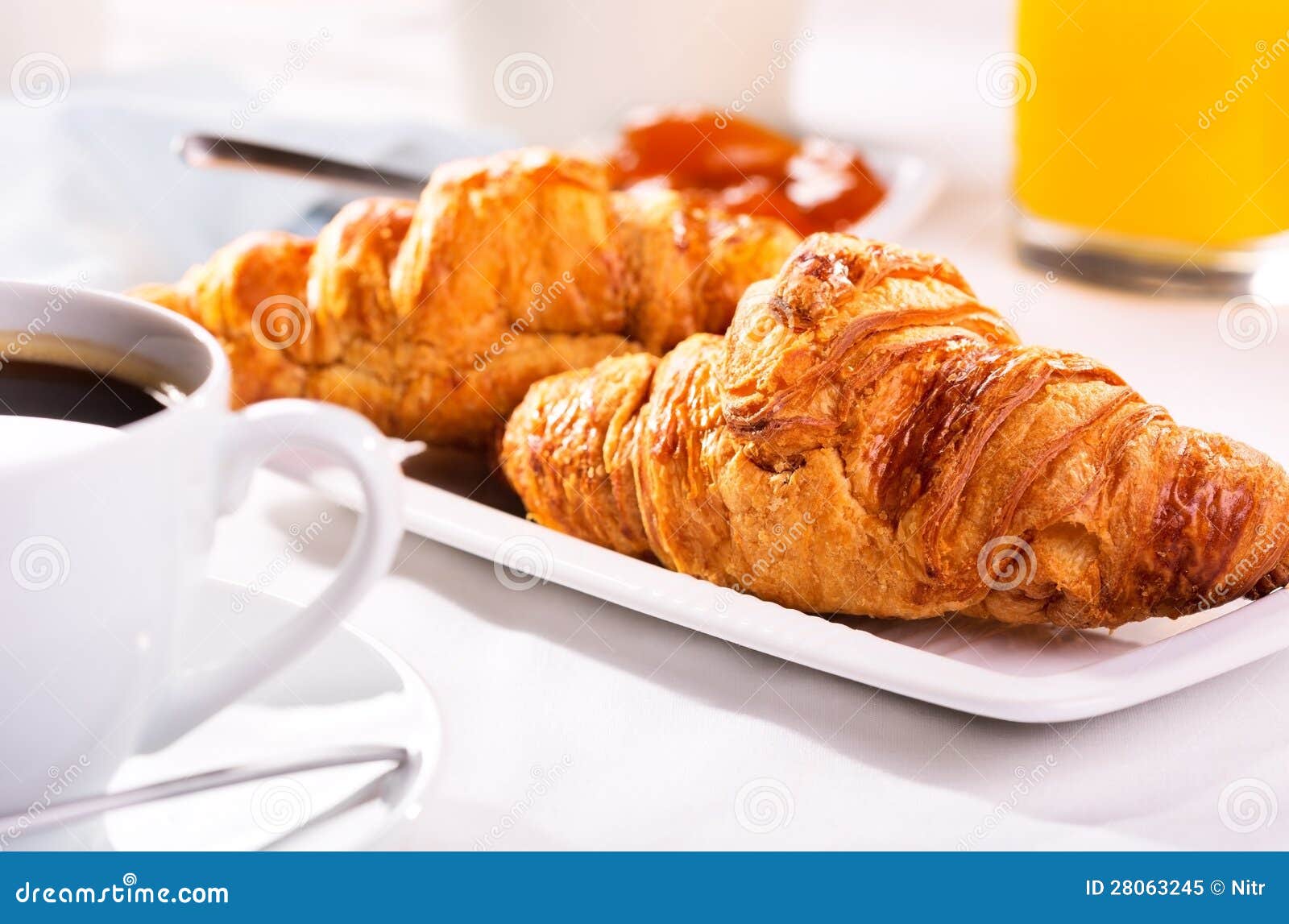 Breakfast With Croissants Royalty Free Stock Photo - Image: 28063245