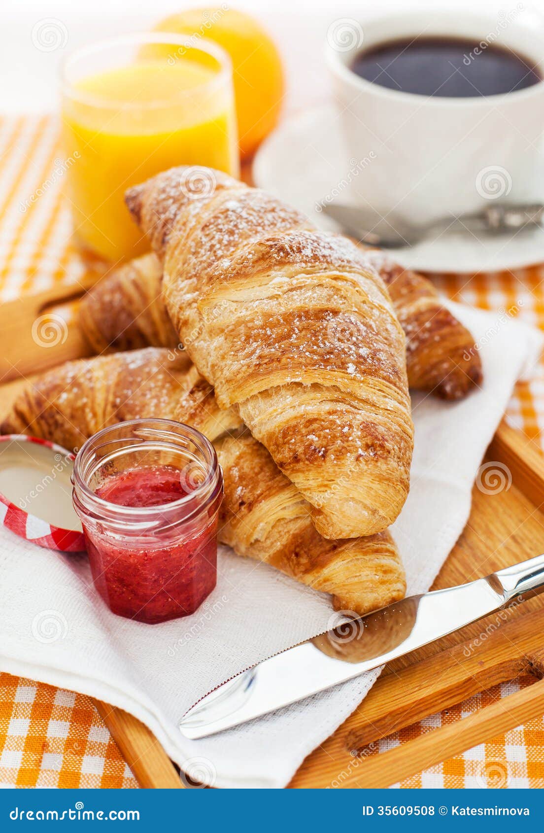 Breakfast with Croissants, Jam, Coffee and Juice Stock Photo Image of