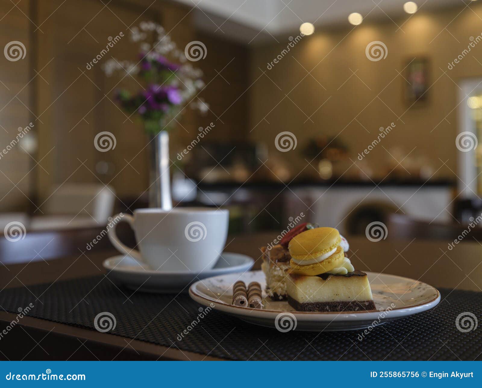 Breakfast with Cake and Coffee in a Cafe Stock Photo Image of cake