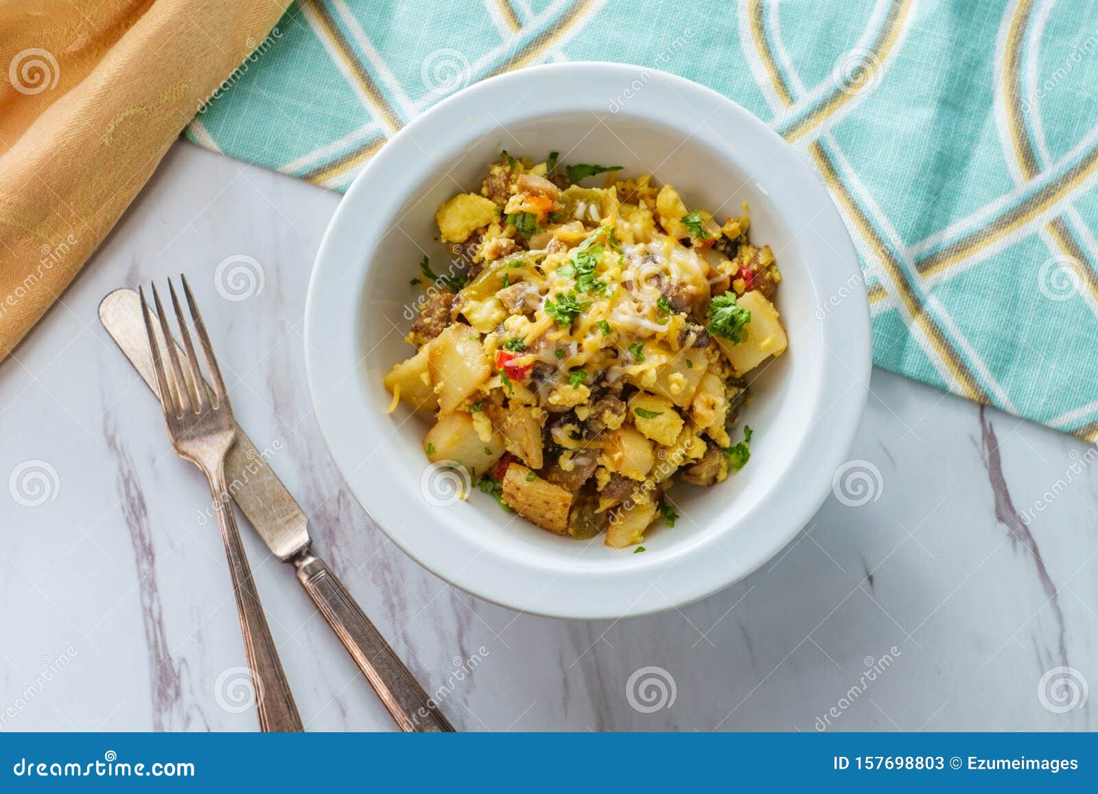 Breakfast Egg Scramble Bowl Stock Image - Image of cheese, lunch: 157698803