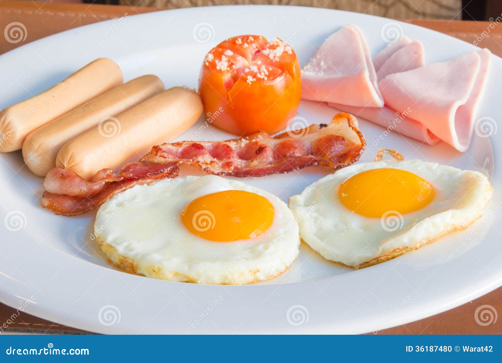 Breakfast eggs with ham stock photo. Image of dish, salty - 36187480