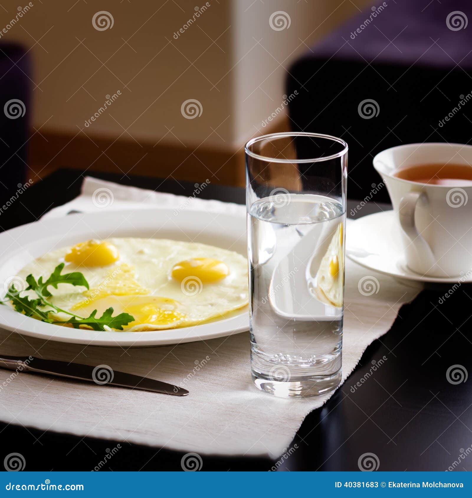 Breakfast with fried eggs stock image. Image of indoor 40381683
