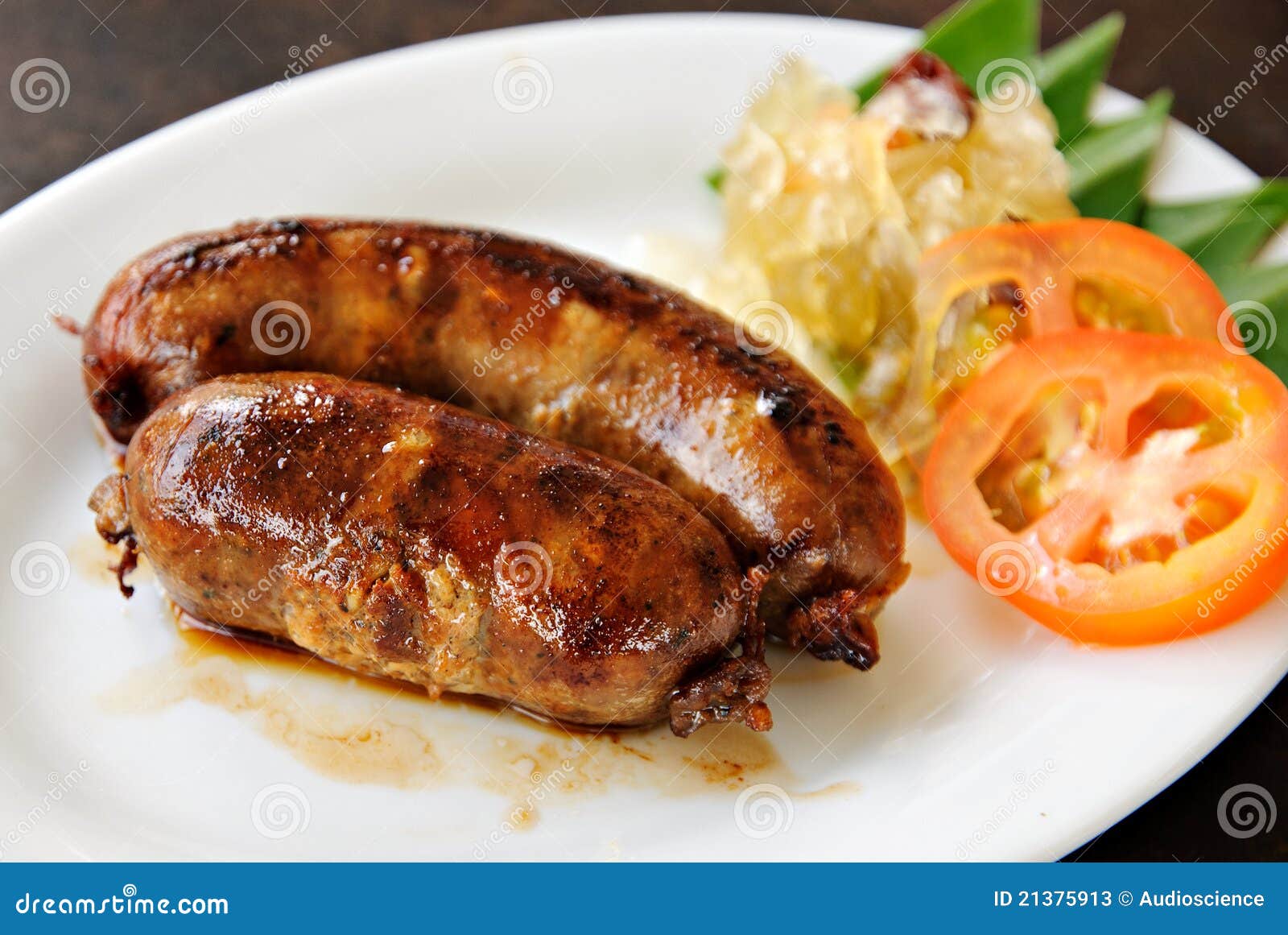 Breakfast Fried Garlic Sausage Stock Image Image of grilled, barbecue